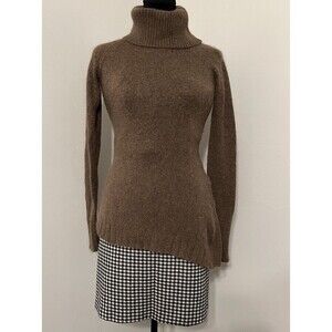 Cash Angora Fuzzy Turtleneck Sweater Sz XS Goode Rider Cashmere Brown Equestrian